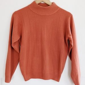 Vintage Orange Mock Neck Petite Sweater
